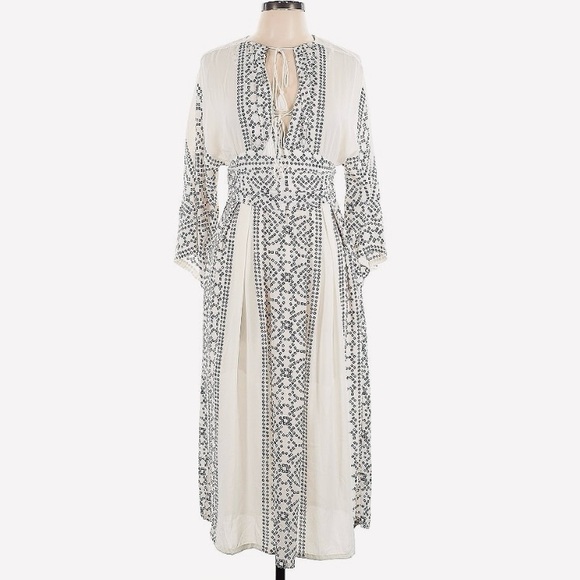 NWT Free People Kimono Maxi Dress in Pearl and Brown - Picture 9 of 16